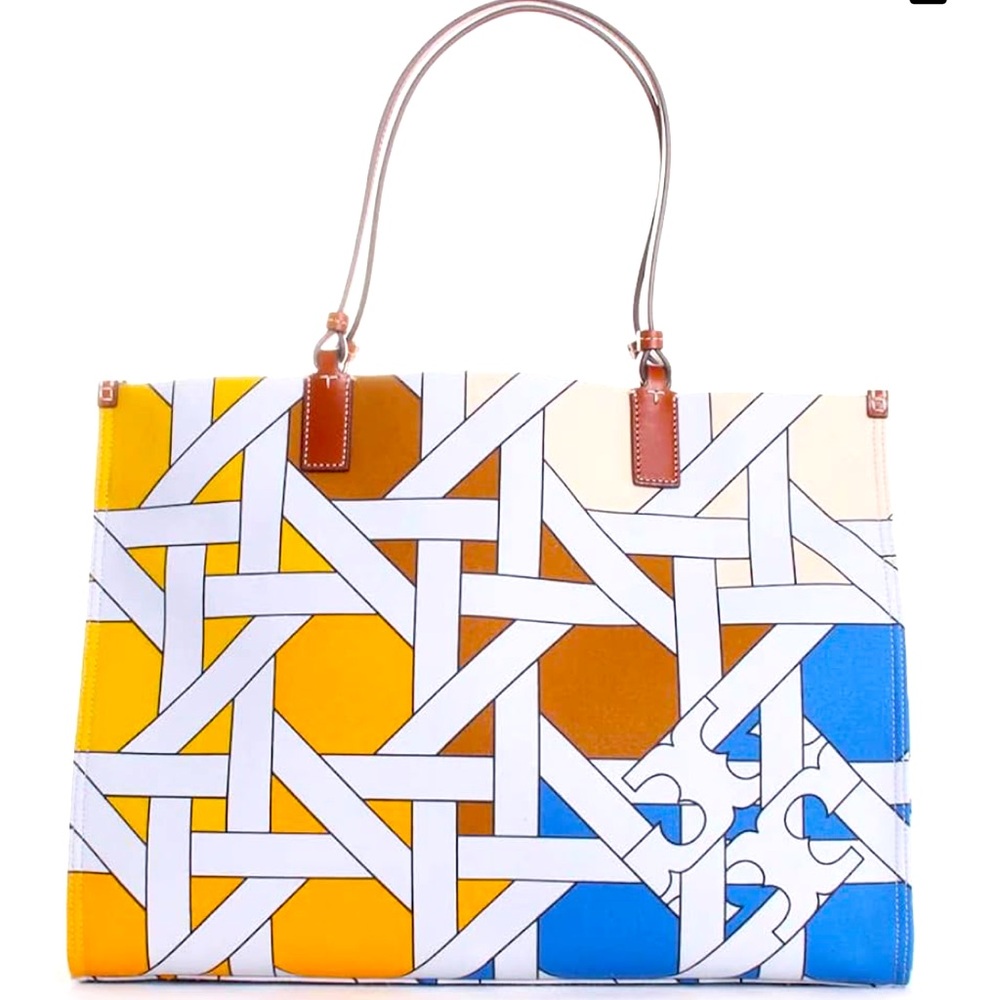 ** NWT** Tory Burch Ella Canvas Basket Weave Tote